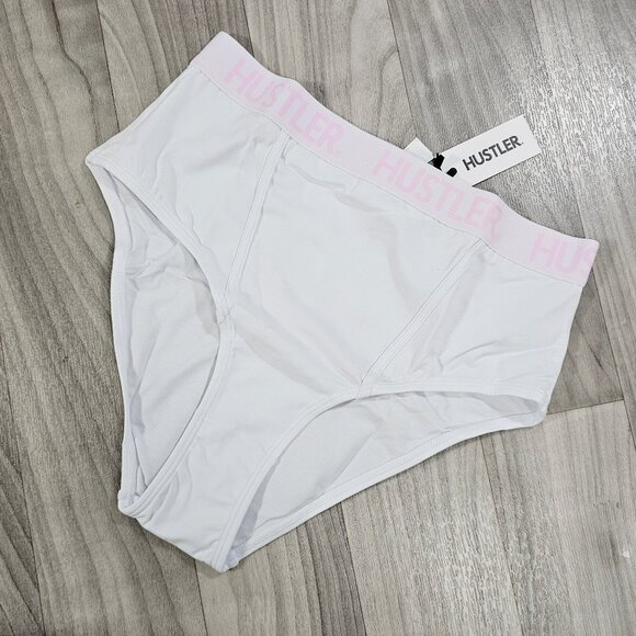 Hustler Lingerie Logo Classic Full Brief Panty, White, Size US 2 - Picture 1 of 4